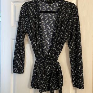 Ann Taylor Printed Wrap Blouse Top New